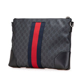 グッチ GGスプリーム シェリーライン 斜め掛け ショルダーバッグ 474139 ブラック PVC レザー レディース GUCCI 【中古】